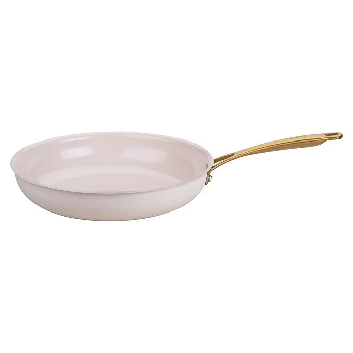 Fackelmann Pfanne Pamela Reif Kollektion Signature - Durchmesser: 28 mm, Beige/Gold - Weiße Keramik-Antihaftpfanne mit goldenem Griff.