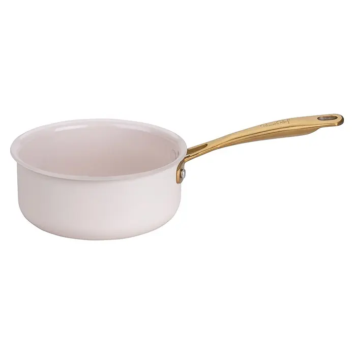 Fackelmann Kochtopf Pamela Reif Kollektion Signature - 1,2 l, Beige/Gold - Weißer Kochtopf mit goldfarbenem Griff.
