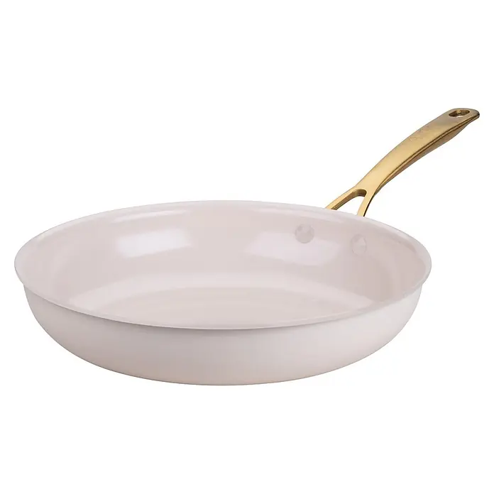 Fackelmann Pfanne Pamela Reif Kollektion Signature - Durchmesser: 28 mm, Beige/Gold - Helle Bratpfanne mit goldenem Griff.