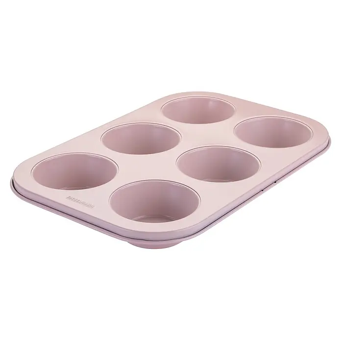 Fackelmann Backform Pamela Reif Kollektion - Passend für: 6 Muffins - Rosafarbene Antihaft-Muffinform mit 6 Mulden.