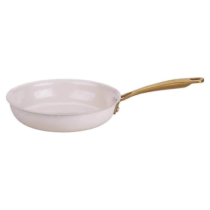 Fackelmann Pfanne Pamela Reif Kollektion Signature - Durchmesser: 20 mm, Beige/Gold - Weiße Keramik-Bratpfanne mit goldenem Griff.