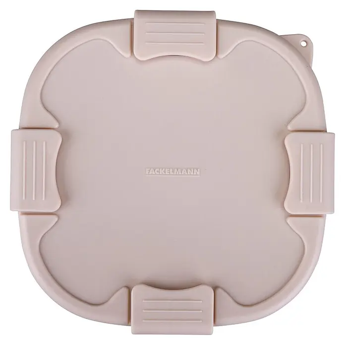 Fackelmann Lunchbox Pamela Reif Kollektion - L x B x H: 17 x 17 x 7 cm, Beige - Hellbeiger Kunststoffdeckel mit vier seitlichen Halteklammern und Fackelmann-Logo.