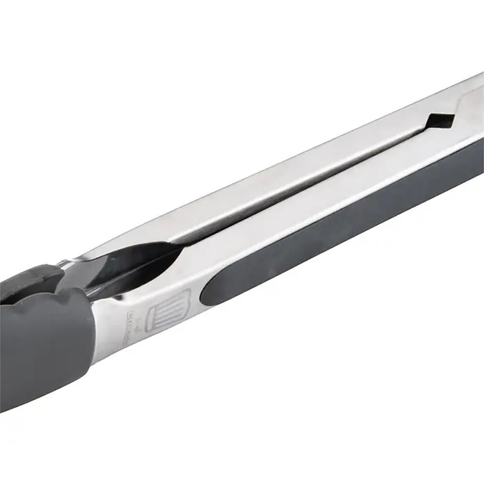 Fackelmann Grillzange - Länge: 27 cm, Edelstahl - Edelstahl Küchenzange mit grauen Silikongriffen und Spitzen.