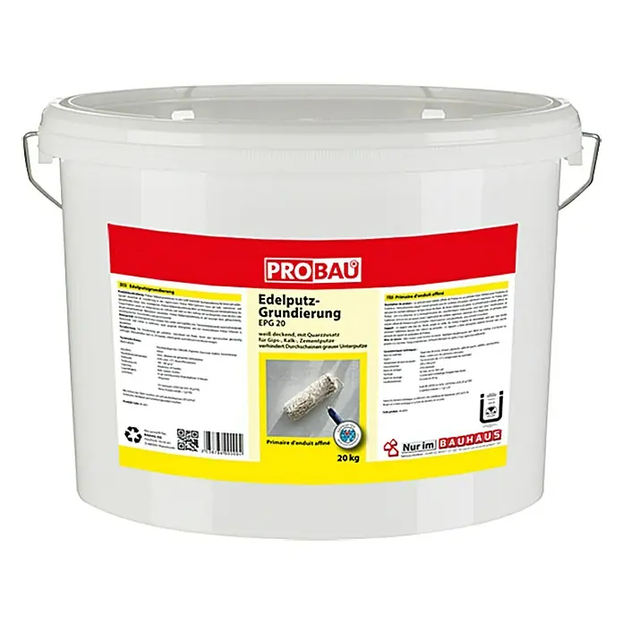 Probau WDVS-Edelputzgrundierung - 20 kg - Abbildung eines Eimers Probau Edelputz-Grundierung EPG 20, einer hochwertigen Grundierung für Putzarbeiten im Innenbereich.