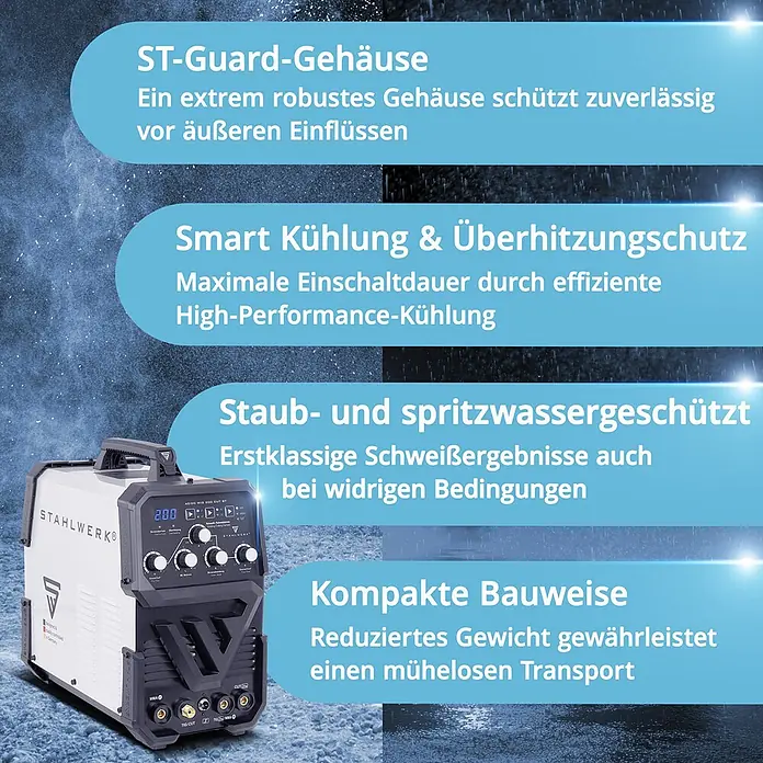 STAHLWERK Kombi-Schweißgerät Schweißgerät AC/DC WIG 200 CUT - Schweißstrom: 200 A