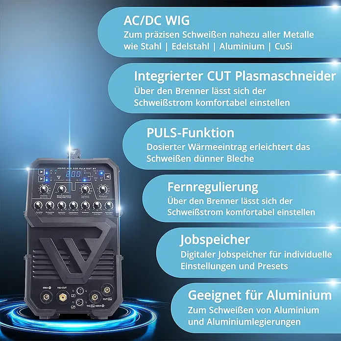 STAHLWERK Kombi-Schweißgerät Schweißgerät AC/DC WIG 200 Puls CUT ST 200 A - 