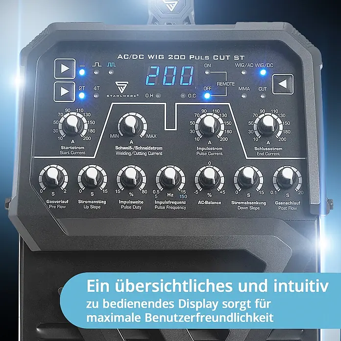 STAHLWERK Kombi-Schweißgerät Schweißgerät AC/DC WIG 200 Puls CUT ST 200 A - 