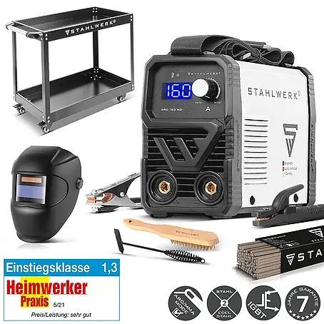 STAHLWERK  Elektrodenschweißgerät ARC 160 MD Vollausstattung + Werkzeug- und Gerätewagen