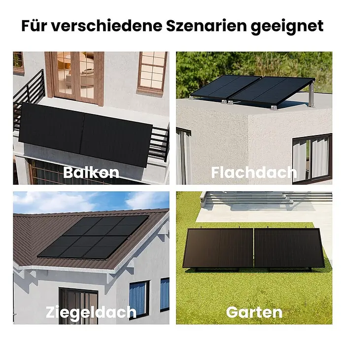 Tsun Balkonkraftwerk TSOL-MX800Lite mit 455W*2 - Nennleistung: 800 W, L x B x H: 3,1 x 23,6 x 17,85 cm