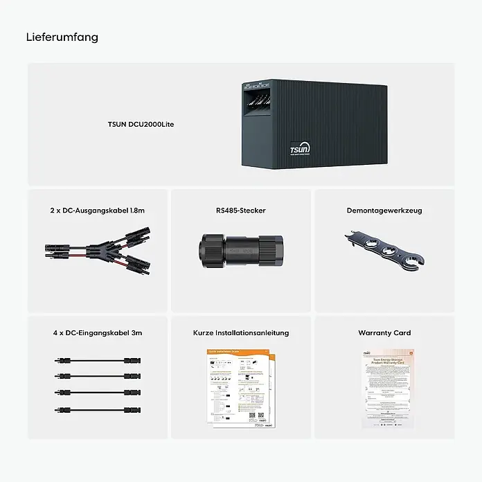 Tsun Balkonkraftwerk TSOL-DCU2000Lite - Nennleistung: 800 W, L x B x H: 22,6 x 38 x 18 cm