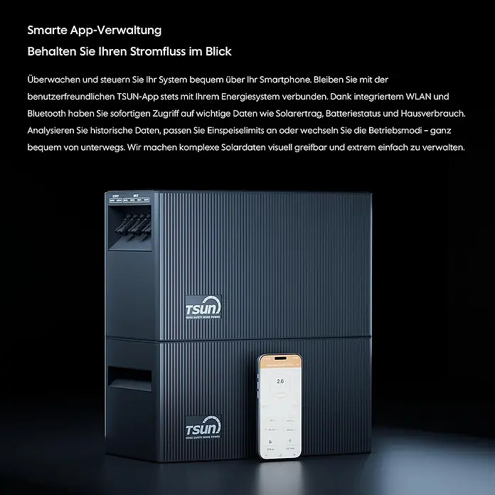 Tsun Balkonkraftwerk TSOL-DCU2000Lite - Nennleistung: 800 W, L x B x H: 22,6 x 38 x 18 cm
