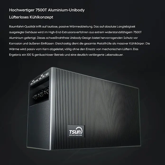 Tsun Balkonkraftwerk TSOL-DCU2000Lite - Nennleistung: 800 W, L x B x H: 22,6 x 38 x 18 cm