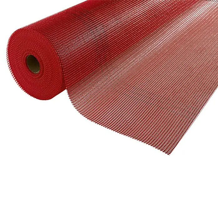 Probau WDVS-Armierungsgewebe - 25 m² - Nahaufnahme einer Rolle rotes Glasfasergewebe mit gleichmäßigem Muster und Textur.