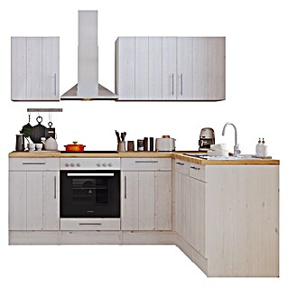 Respekta Premium Winkelküche Anton (B x T: 220 x 172 cm, Weiß, Mit Elektrogeräten)