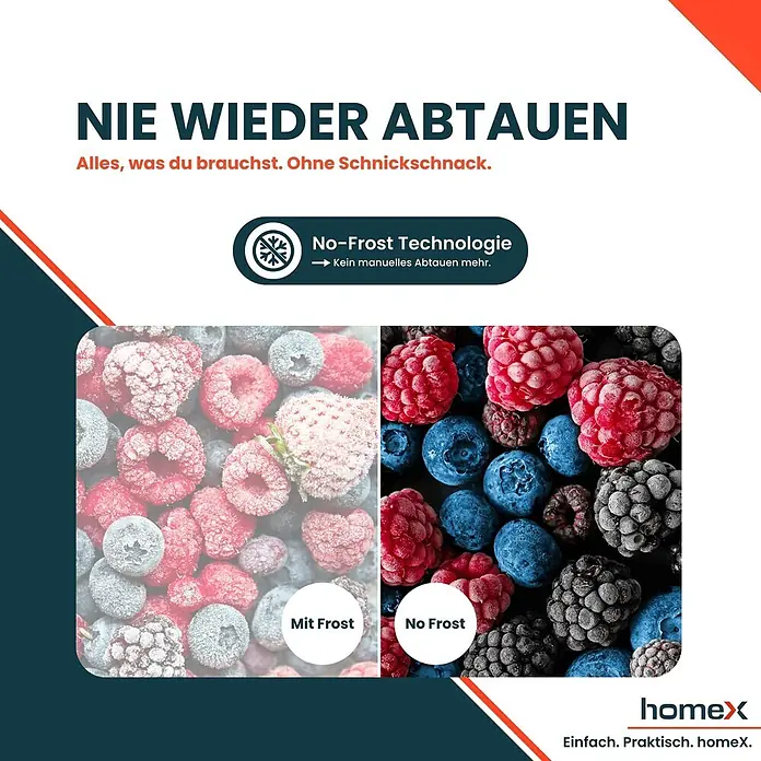 homeX Tiefkühlschrank FSN1611E-S - Nutzinhalt Gesamt: 161 l, 60 cm x 540 mm x 1.430 mm, Silber