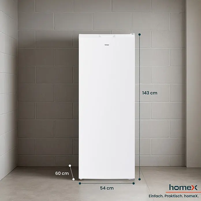 homeX FSN1611E-W -  - Weißer homex Gefrierschrank, 143 cm hoch, 54 cm breit, 60 cm tief.