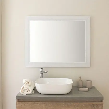 KV Rechteckiger Spiegel mit weißem MDF-Rahmen, beidseitig montierbar, 72,5x92,5 cm