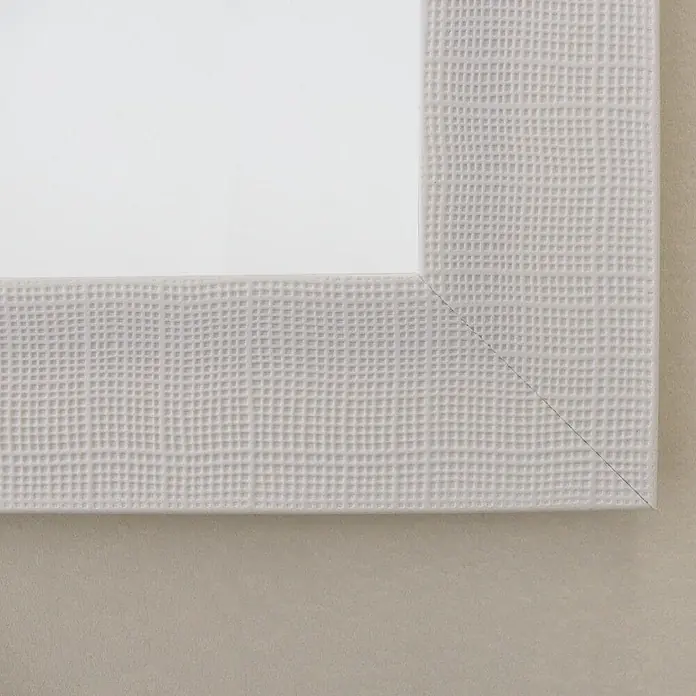 KV Rechteckiger Spiegel mit weißem MDF-Rahmen, beidseitig montierbar 62,5x82,5cm -  - Hellgrauer Bilderrahmen mit strukturierter, gewebter Oberfläche.