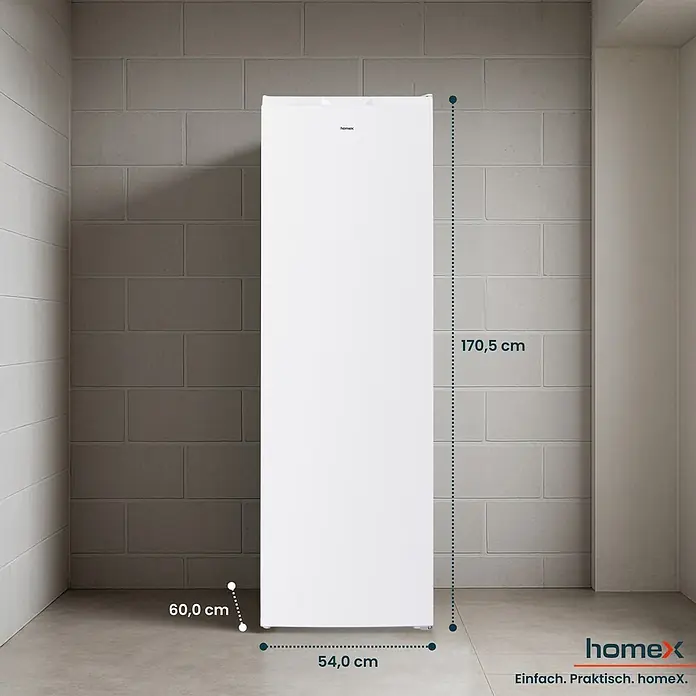 homeX Tiefkühlschrank FSN2041E-W - Nutzinhalt Gesamt: 204 l, 60 cm x 540 mm x 1.705 mm, Weiß