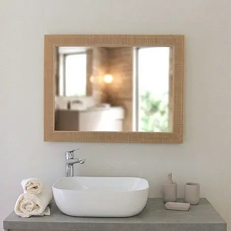KV Rechteckiger Spiegel mit MDF-Rahmen in Creme-Kupfer, beidseitig montierbar, 62,5x82,5 cm