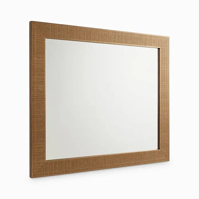 KV Rechteckiger Spiegel mit MDF-Rahmen in creme-kupfer, 72,5x92,5 cm -  - Rechteckiger Spiegel mit naturfarbenem, geflochtenem Rahmen.
