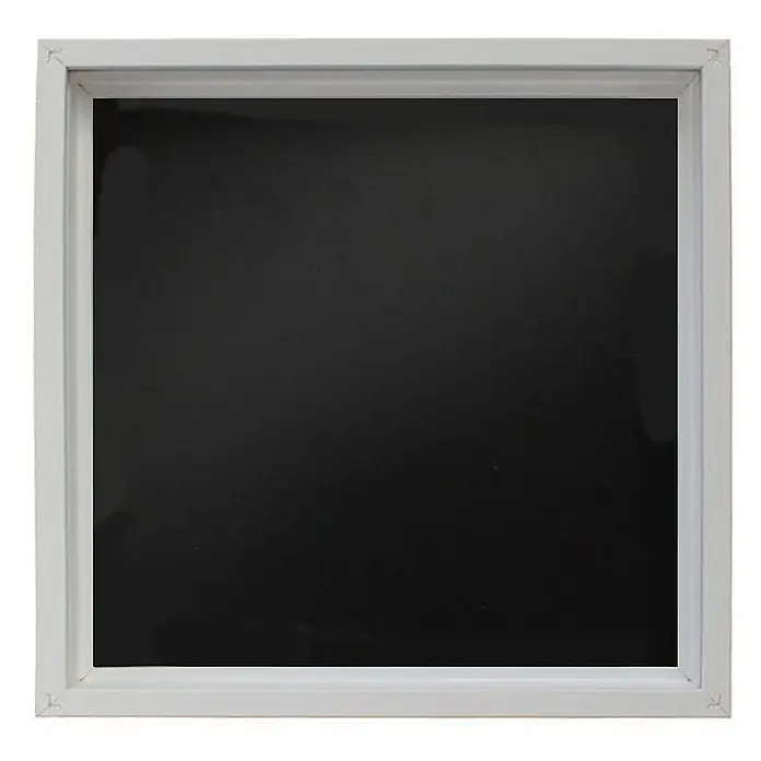 KV Quadratischer Spiegel 30x30 cm mit weiß beschichtetem MDF-Rahmen, glänzender Rand -  - Quadratischer weißer Rahmen mit schwarzem Innenbereich.