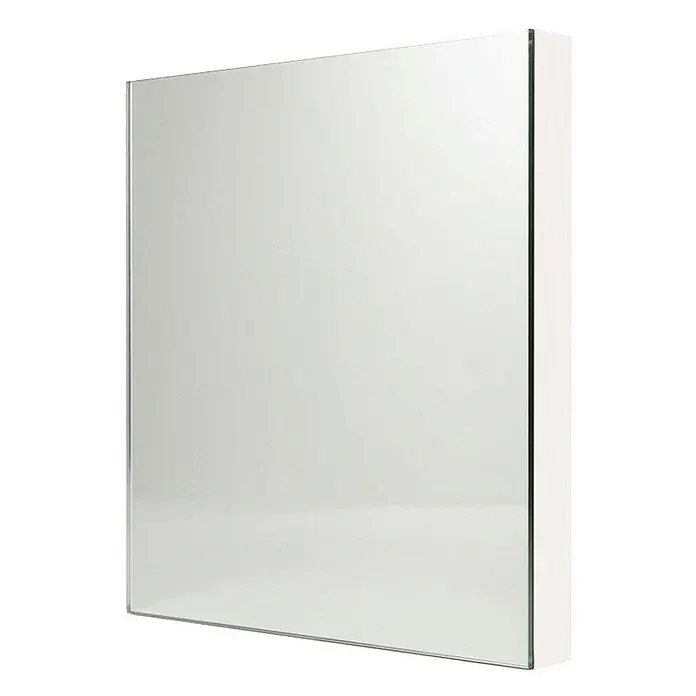 KV Quadratischer Spiegel 30x30 cm mit weiß beschichtetem MDF-Rahmen, glänzender Rand -  - Rechteckiger Spiegelschrank mit weißem Seitenrahmen.