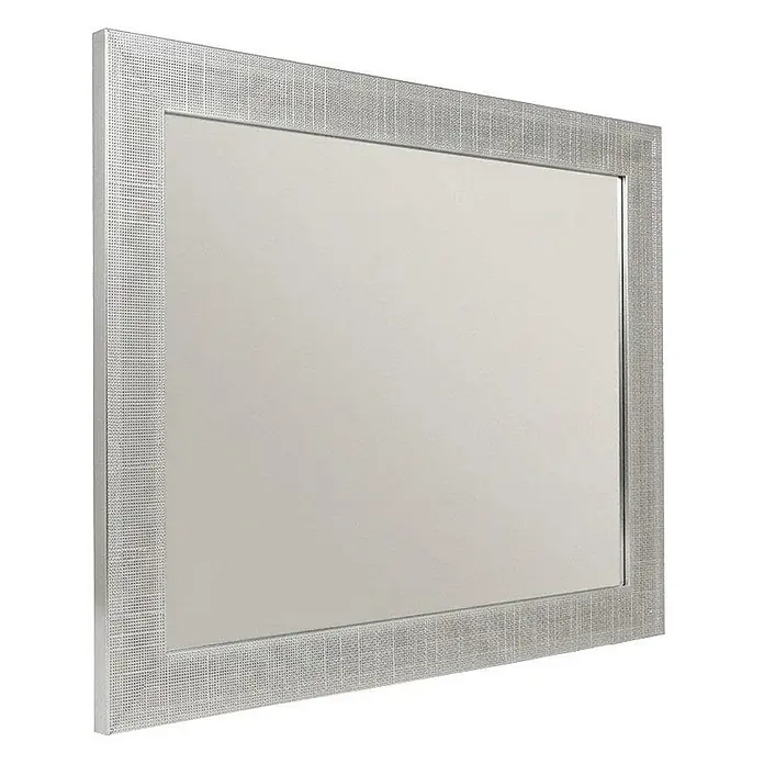 KV Rechteckiger Spiegel mit silbernem MDF-Rahmen, beidseitig montierbar, B.72,5xH.92,5 cm -  - Rechteckiger Spiegel mit strukturiertem silbergrauem Rahmen.