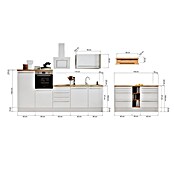 Respekta Inselküche Gabriel (Breite: 290 cm, Weiß, Mit Schräghaube, Mit Elektrogeräten) | BAUHAUS