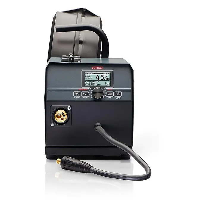 PATON MIG/MAG-Schweißgerät Feeder-15-4 WA - 230 V - Paton MIG/MAG-2T Drahtvorschubgerät, dunkelgrau, mit Digitalanzeige (4,5 m/min Drahtvorschub) und Anschlusskabel.