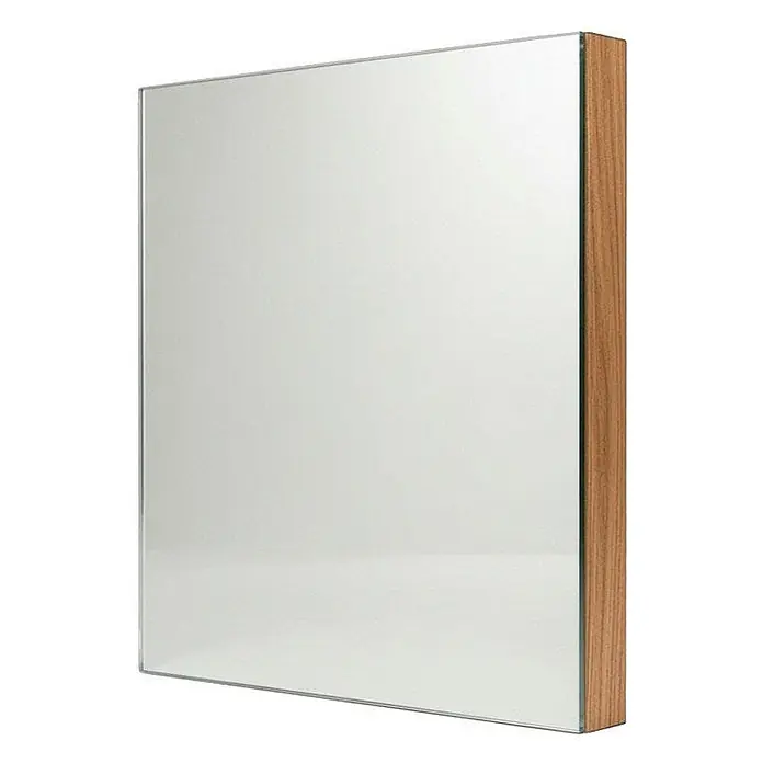 Kiamami Valentina Lichtspiegel - 38 x 300 cm, Farblos - Rechteckiger Spiegelschrank mit klarer Spiegelfront und hellem Holz-Seitenpanel.