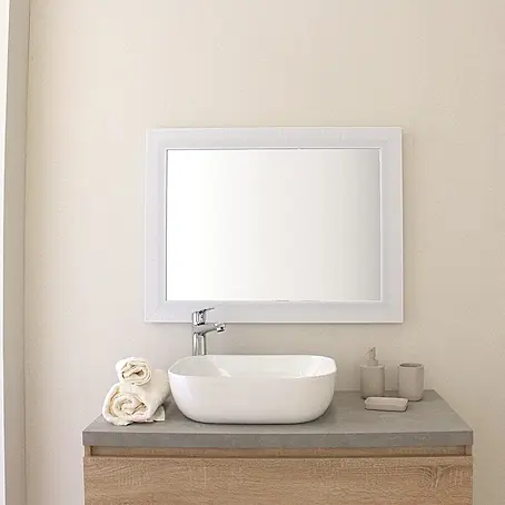 KV Rechteckiger Spiegel mit weißem MDF-Rahmen, beidseitig montierbar 62,5x82,5cm