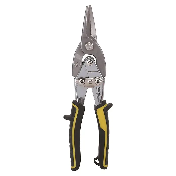Wisent Blechschere - Länge: 240 mm, Stahl - Graue Blechschere aus Metall mit schwarzen und gelben ergonomischen Griffen.