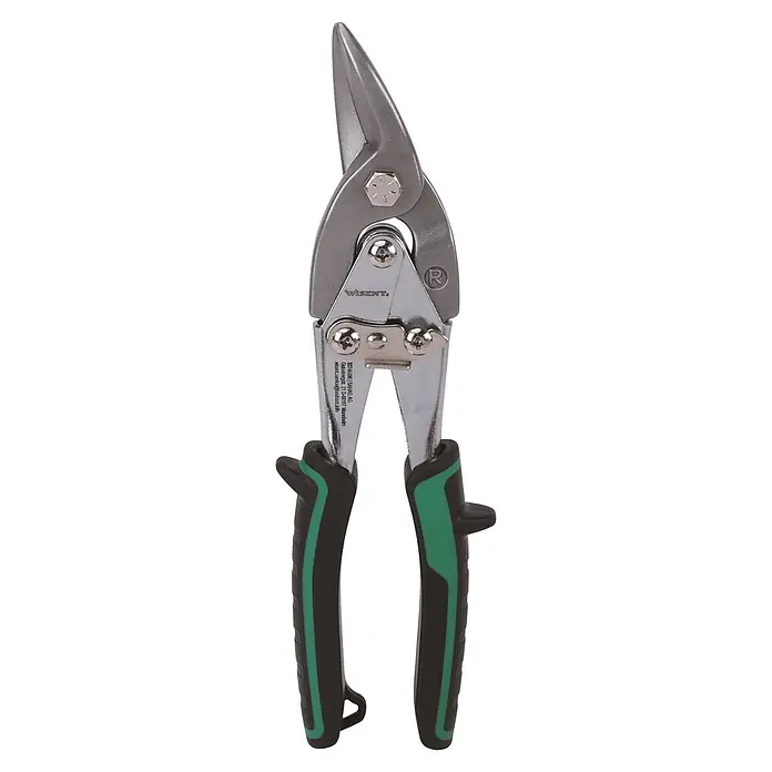 Wisent Blechschere - Länge: 240 mm, Stahl - Robuste Blechschere aus Metall mit scharfen Klingen und ergonomischen grün-schwarzen Griffen zum Schneiden von Blechen.