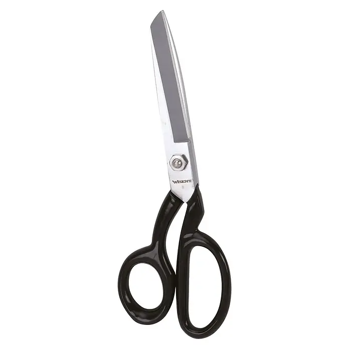 Wisent Arbeitsschere - Länge: 200 mm, Schnittlänge: 80 mm, Stahl - Schwarzgriffige Universalschere mit silbernen Metallklingen, graviert mit 'WISENT 8'.