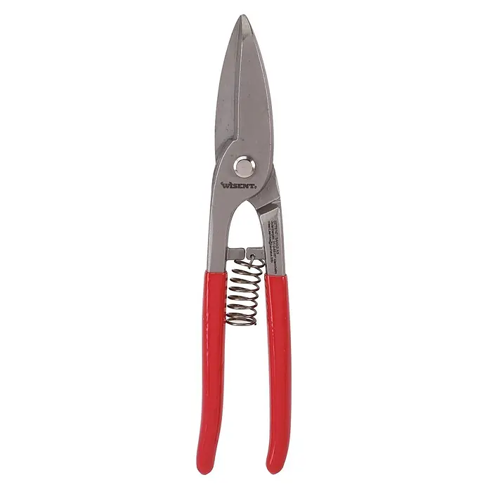 Wisent Blechschere - Länge: 250 mm, Schnittlänge: 60 mm, Stahl - Rot-griffige Blechschere mit Metallkorpus und Federmechanismus.