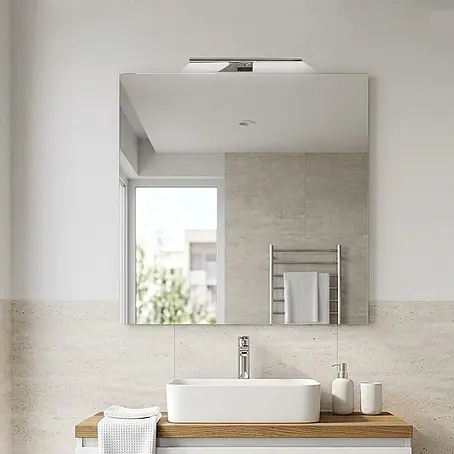 KV Einfacher Badspiegel 120x110 cm mit LED-Lampe, modernes Design