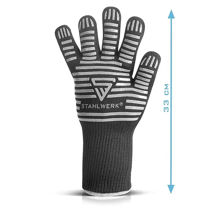STAHLWERK Arbeitshandschuhe Hitzebeständige Handschuhe bis 800°C - Universal, Schwarz, Kunststoff