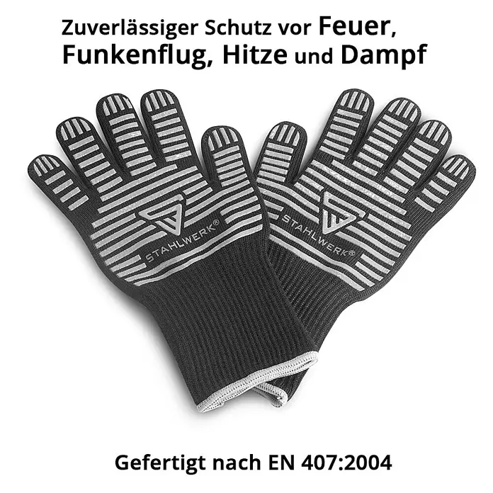 STAHLWERK Arbeitshandschuhe Hitzebeständige Handschuhe bis 800°C - Universal, Schwarz, Kunststoff