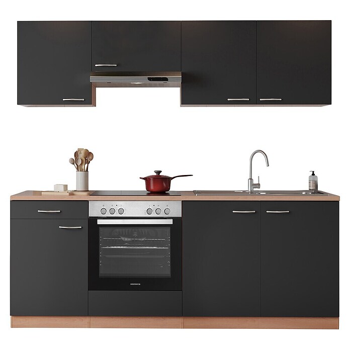 Respekta Singleküche KB210BGEC (210 cm, Grau)