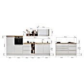 Respekta Inselküche Gabriel (Breite: 320 cm, Weiß, Mit Inselhaube, Mit Elektrogeräten) | BAUHAUS