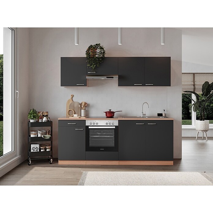 Respekta Singleküche KB210BGEC (210 cm, Grau)