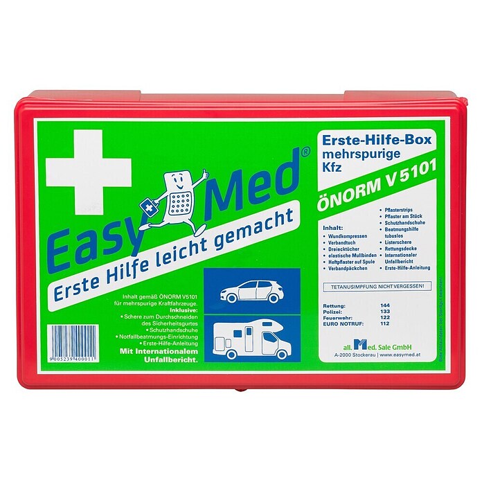EasyMed KFZ-Verbandskasten (Geeignet für: Mehrspurige Kraftfahrzeuge, ÖNORM V5101)