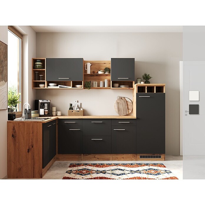 Respekta Inselküche Hilde Typ 1 (Breite: 280 cm, Grau, Matt, Mit Elektrogeräten) | BAUHAUS