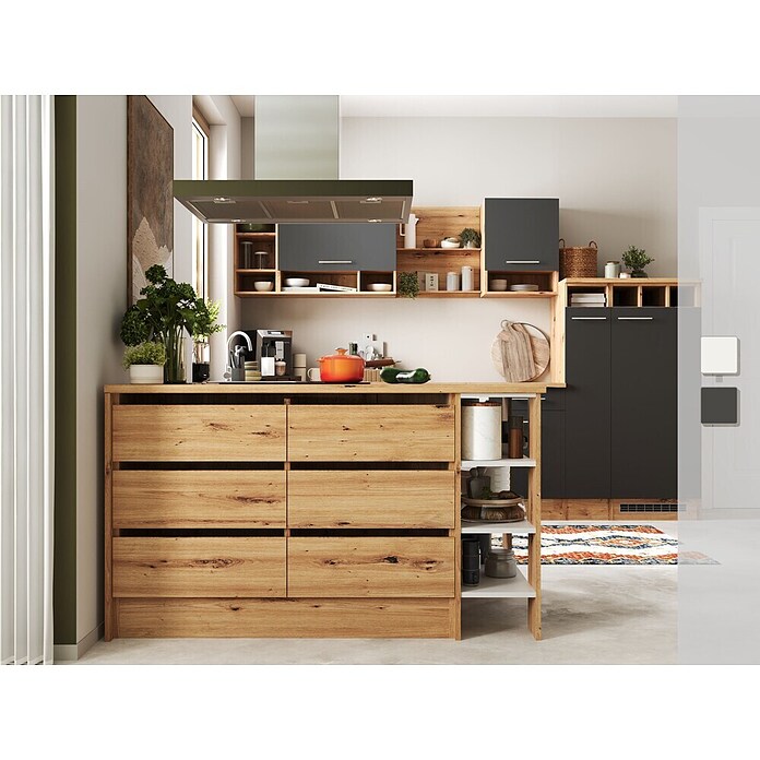 Respekta Inselküche Hilde Typ 1 (Breite: 310 cm, Grau, Matt, Mit Elektrogeräten) | BAUHAUS