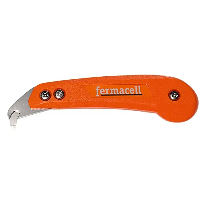 Fermacell Plattenreißer - Metall, Länge: 150 mm - Das Bild zeigt einen Fermacell Fugenhobel mit orangefarbenem Griff und silberfarbener Klinge. Ideal zum Bearbeiten von Trockenbauplatten.