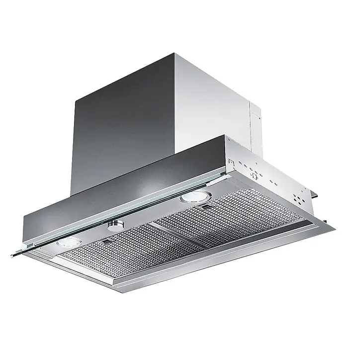 Mepamsa Campana integrable - Ancho: 60 cm, 570 m³/h, Acero inoxidable - Campana extractora de cocina moderna de acero inoxidable con luces integradas y rejillas metálicas.