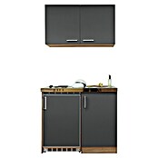Respekta Miniküche MK100ESGOSS (Breite: 100 cm, Mit Duo-Kochmulde, Grau)