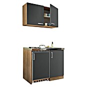 Respekta Miniküche MK100ESGOSS (Breite: 100 cm, Mit Duo-Kochmulde, Grau)
