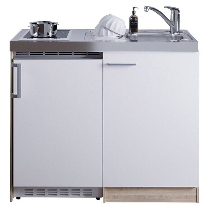 Respekta Miniküche MK100ESWC (Breite: 100 cm, Mit Glaskeramikkochfeld, Weiß)